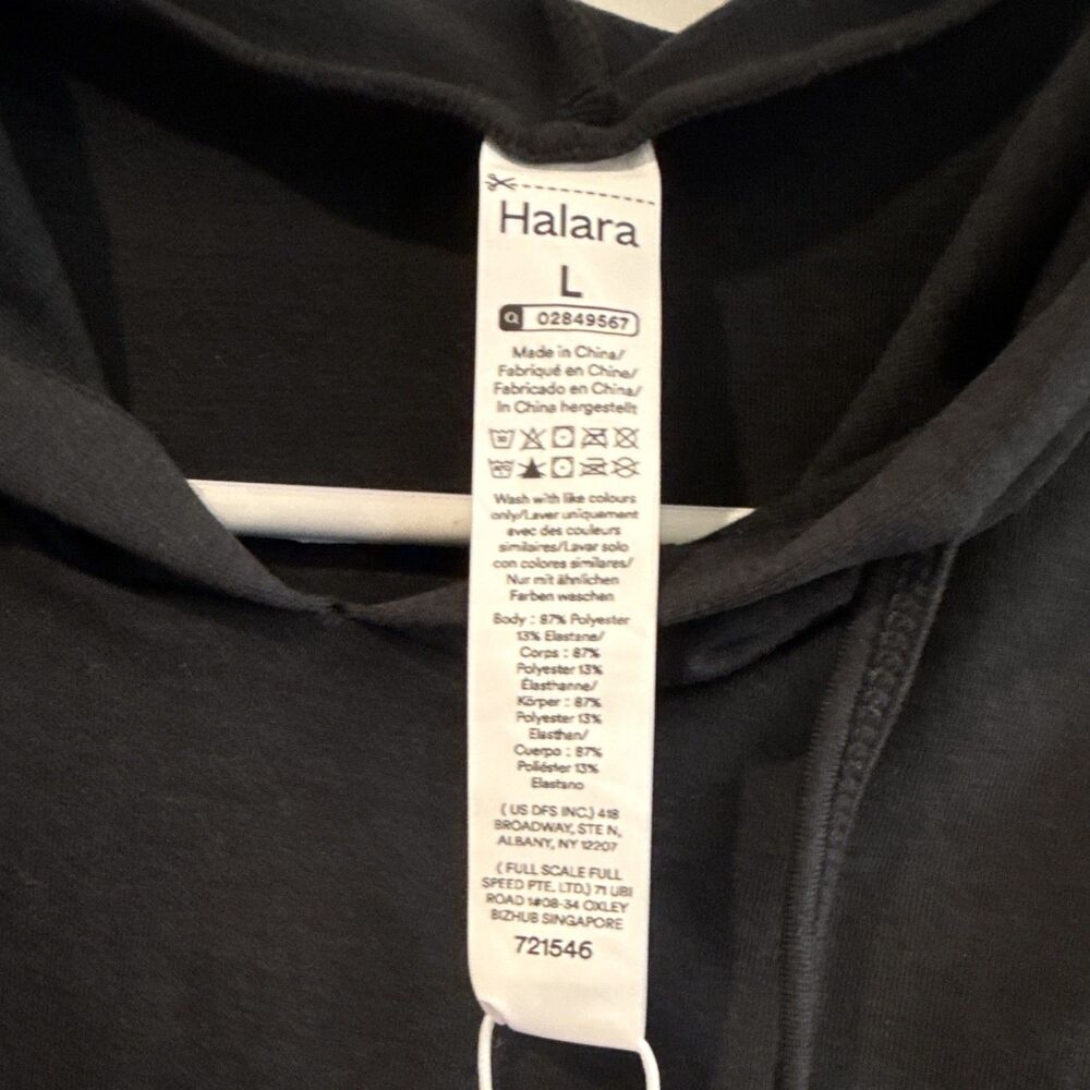 Halara Black Sleeveless Cropped Drawstring Hoodie Tank NWT Large - Picture 2 of 5